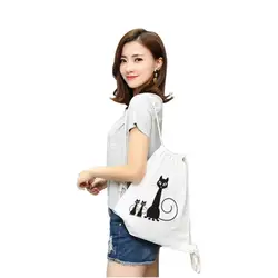 Высокое качество холста drawstring платье девушка с обложки строку рюкзак логотип usb сумка для ноутбука выдвижной ремень