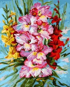 

Frameless oil painting by numbers paint by number for home decor oil picture painting 5065 flower family