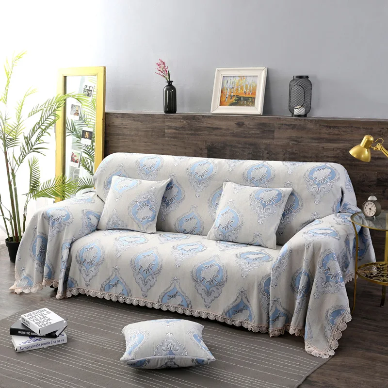 Fyjafon Sofa Cover Chenille Dustproof Sofa Cover Printed Couch Covers Multi-size Slipcover