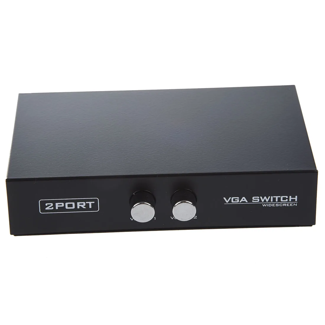 Round Press Button Two Way VGA Switch Splitter Black-in