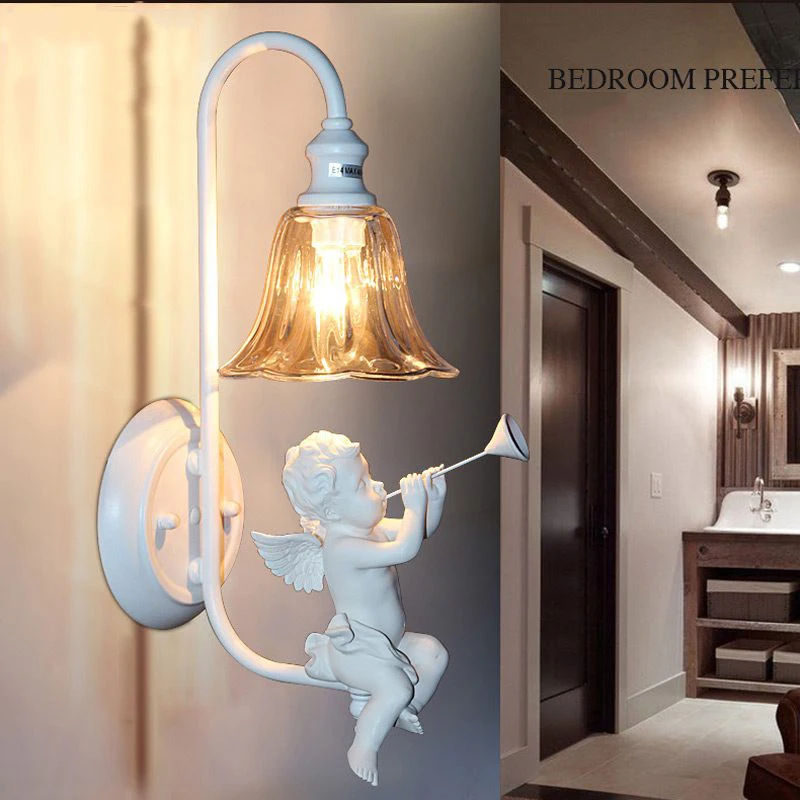 

Creative nordic angel wall light foyer living room bedside aisle stair cafe bathroom bedroom bar hotel corridor wall lamp bra