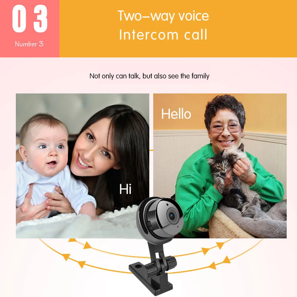 Мини-камера, беспроводная, 1080 p, wifi, инфракрасная, ночное видение, IP камера, двухсторонняя, голосовое обнаружение движения, маленькая, портативная, няня, скрытая камера