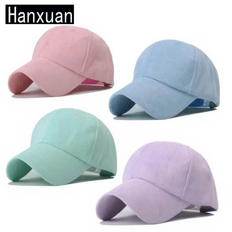 

2016 Fashion Deerskin Fleece Casual Girl Baseball Cap Summer Women's Solid Candy Color Sun-shading Curved Cap Hat Adjustable