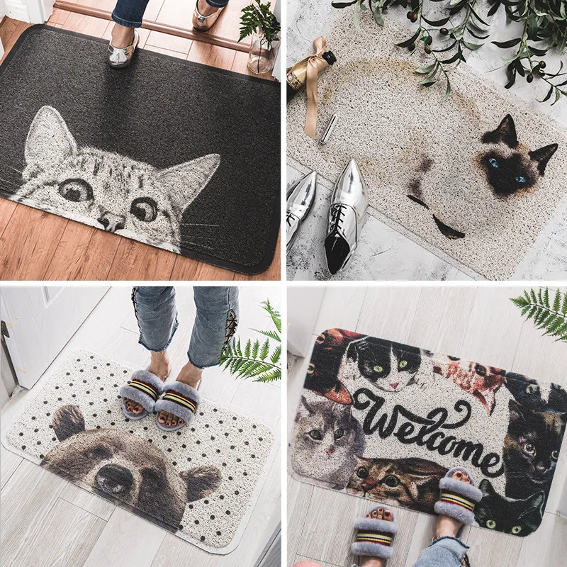 WINLIFE Bathroom Cartoon Rug Cartoon Cat Print Anti slip Carpets and