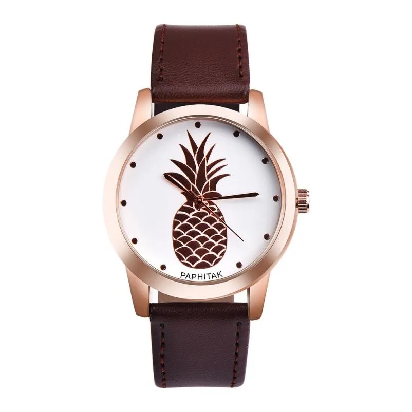 Relogio женские часы Топ бренд ананас женские часы кожаный ремешок Кварцевые женские наручные часы студенческий Montre Bayan Kol Saati* A