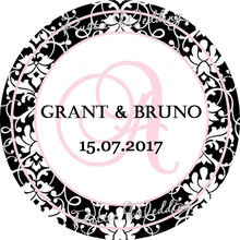 Custom Monogram Round Sticker, Wedding Pink Favors Customs Round Sticker,Labels , Personalized Candy Box Stickers