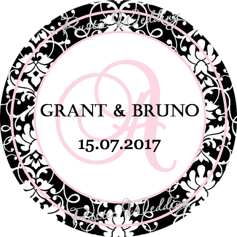 Custom Monogram Round Sticker, Wedding Pink Favors Customs Round Sticker,Labels , Personalized Candy Box Stickers