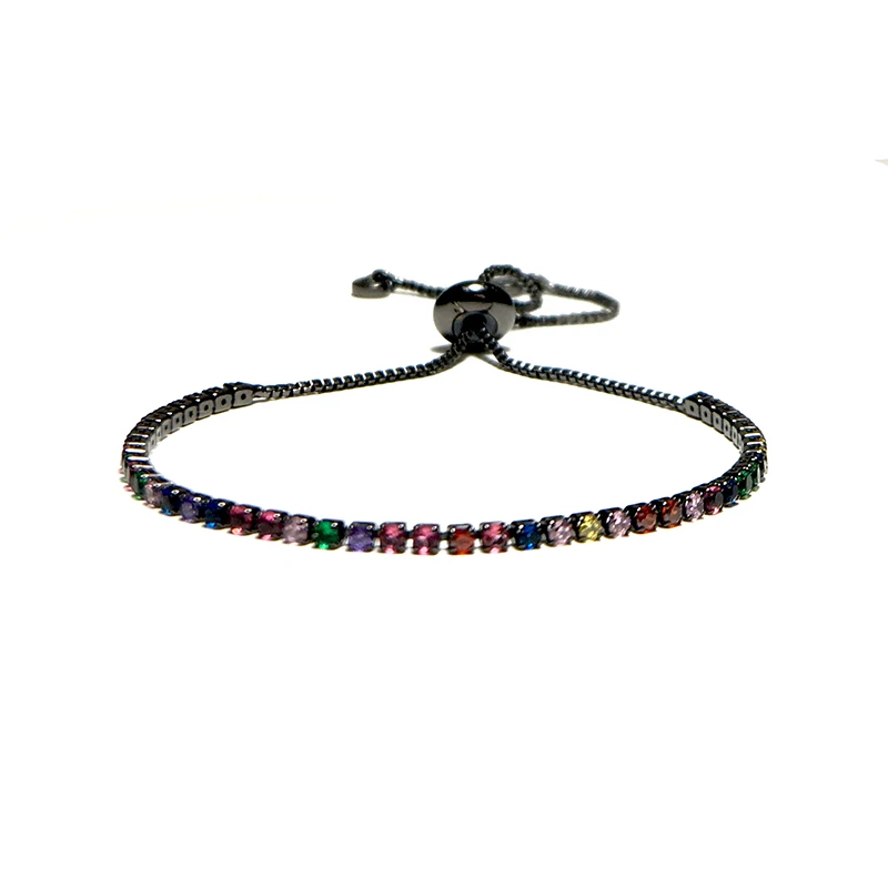 Noter, Новое поступление, теннисные браслеты для женщин и девочек, роскошные разноцветные циркониевые звенья на цепочке, ювелирные изделия для дружбы, Браслеты Mujer - Metal Color: Black