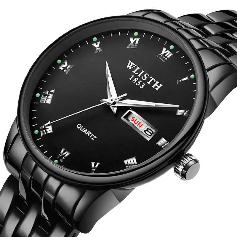 Tungsten Steel Color Watch Premium Mens Watch Black Strap Stainless