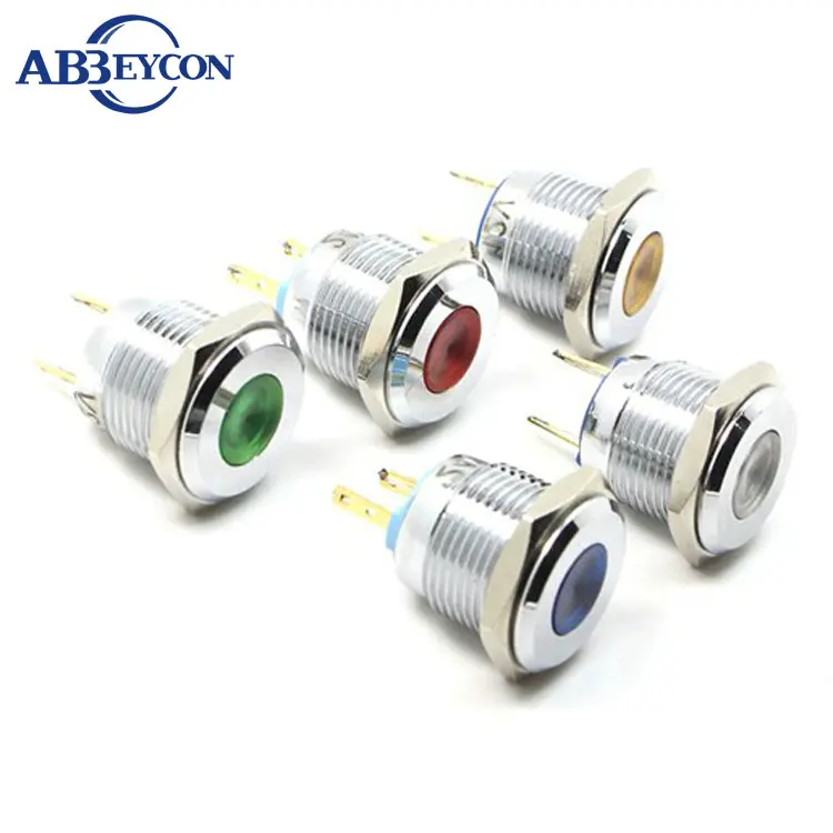 16mm led illuminated Rohs CE Waterproof 12V Led Indicator, Led Signal