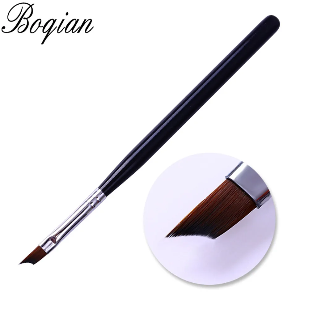 

BQAN French Tip Nail Brush Silver Black Handle Half Moon Shape Acrylic Painting Drawing Pen Manicure Nail Art Tool UV Gel