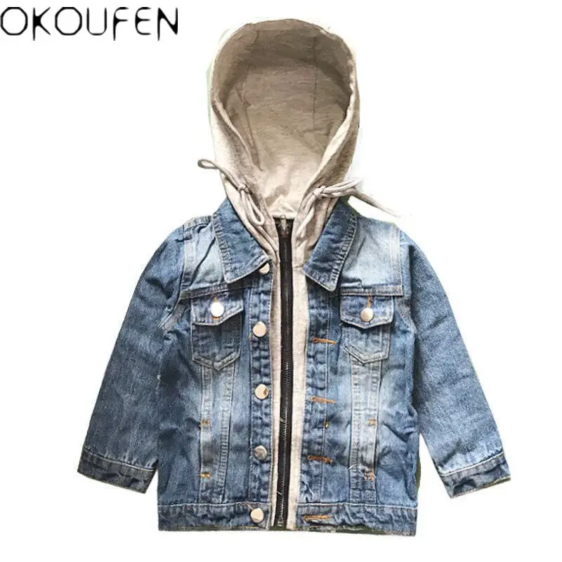 

Fashion Kids Baby Boys Coat Wash soft denim jacket Hooded Outerwear