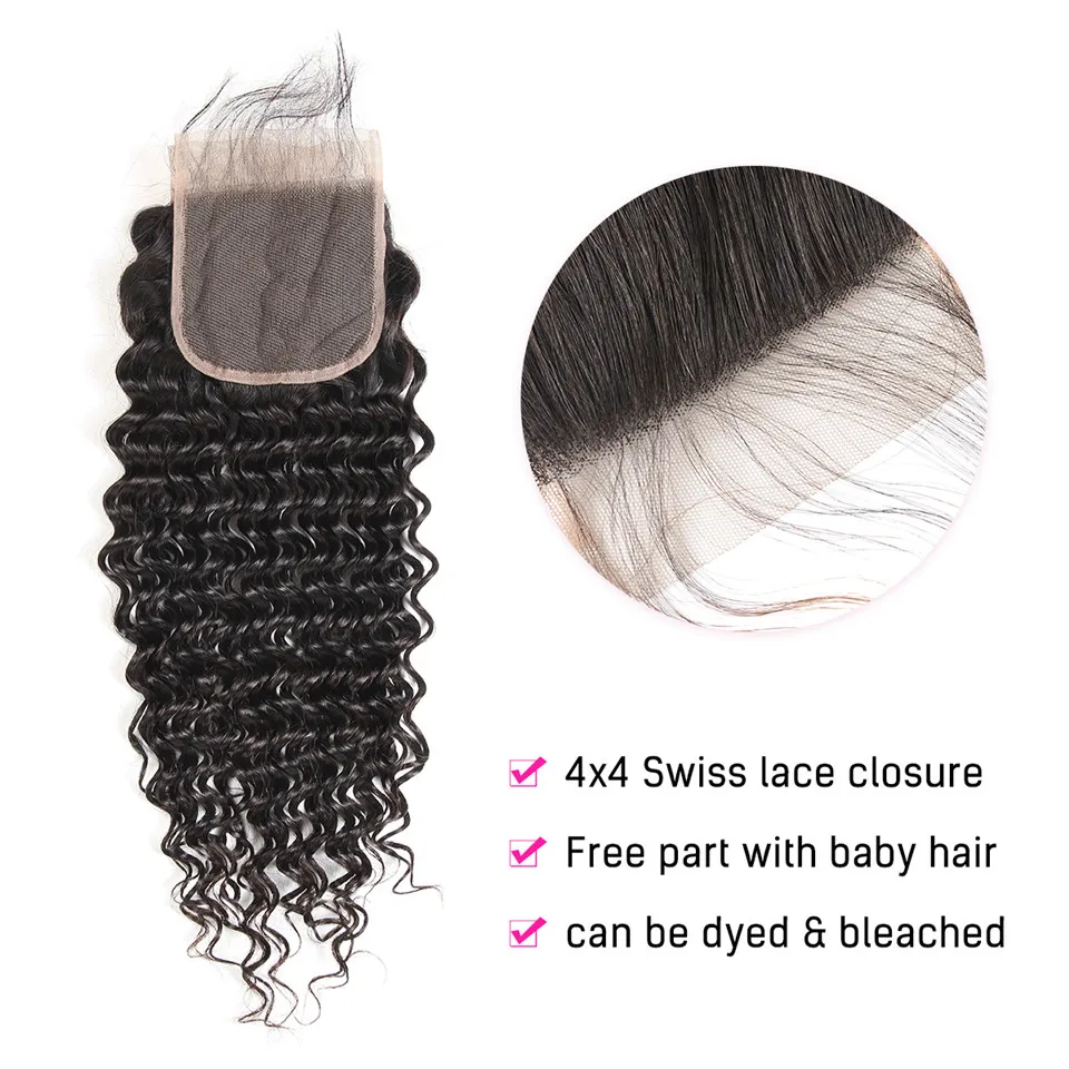 do cabelo humano 3 pacotes com fechamento