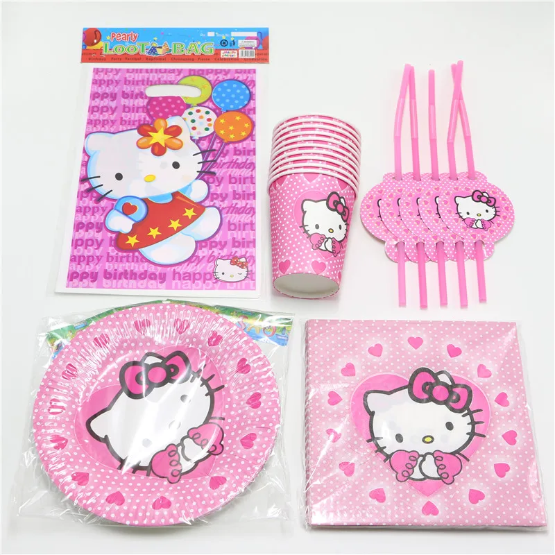 Best selling 60pcs/lot Girls celebration birthday party Tableware hello