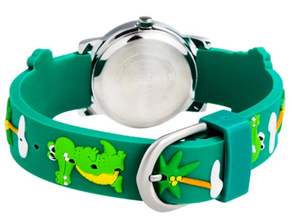 3D мультфильм Крокодил дизайн аналоговый ремешок для маленьких мальчиков девочек детские наручные часы, водонепроницаемые