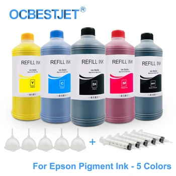 

5x500ml Refill Pigment Ink Bottle For Epson XP-33 XP-207 XP-406 XP-530 XP-600 XP-605 XP-630 XP-640 XP-700 XP-830 Printer Ink