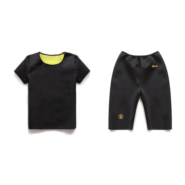 T shirt and Short Мужской корсет для фитнеса, утягивающий корсет, топ, рубашка для тренировок, горячие термо шорты для сауны, шорты для похудения, костюмы - Цвет: T shirt and Short