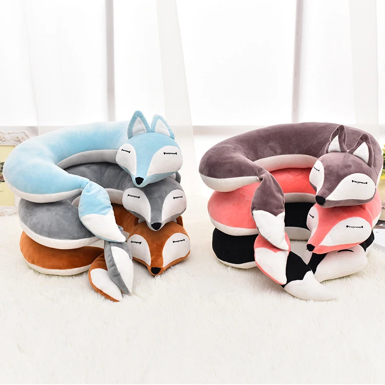 

Portable Comfortable Funny Fox Cotton Plush U Shape Neck Cervical Pillow Travel Car Body Pillow Cartoon Nap Pillows Health Care