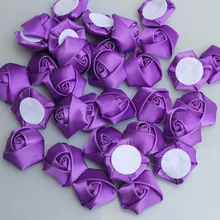 20 шт./упак. фиолетовая Роза ручной работы диаметр 3,5 см атласная роза Лента Цветы DIY для изготовления Свадебный букет невесты цветок аксессуары