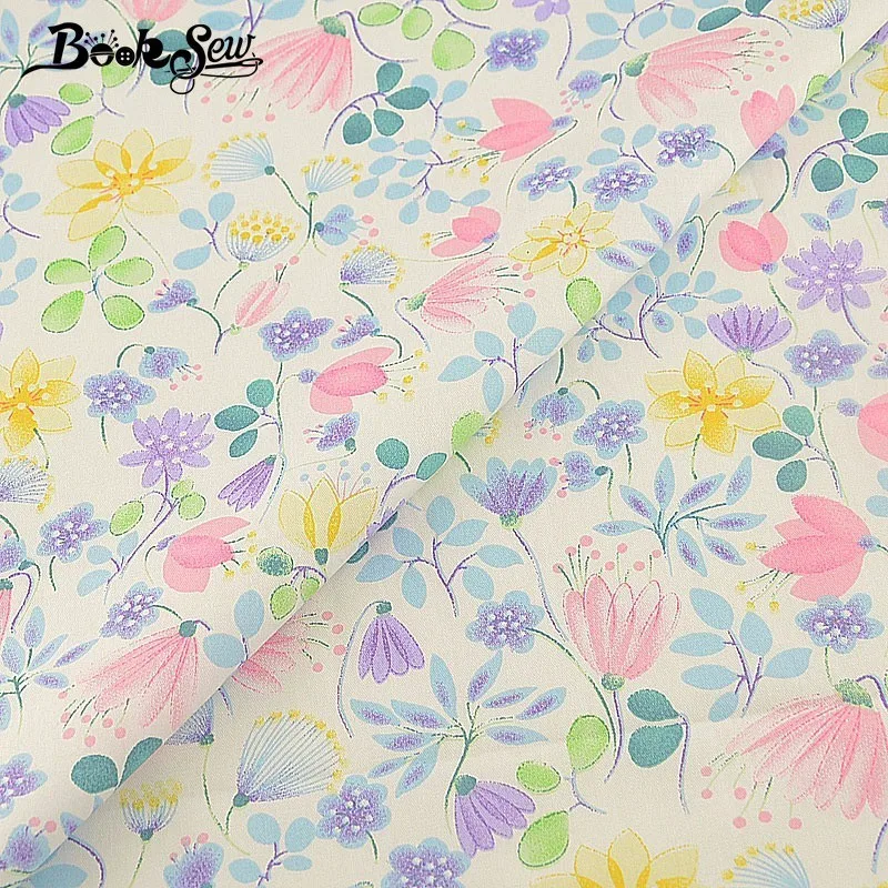 Booksew хлопковая ткань с цветочным узором Tecido швейный материал DIY Белый стежка Telas