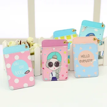 

500pcs/lot Cute Children Cartoon Card Holder Key Hook Girl Bus Car Card Business Credit Card Cover Card Case