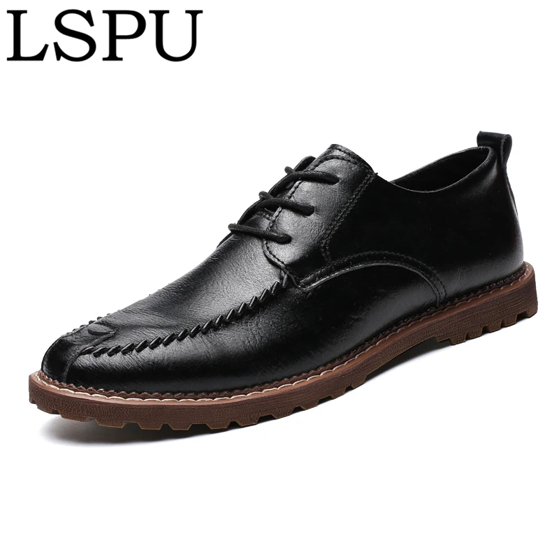 

100% Handmade Genuine Leather Men Leather Shoes Lace Up Breathable Men Casual Shoes Fashion Multicolor Men Flats Plus Size38-48