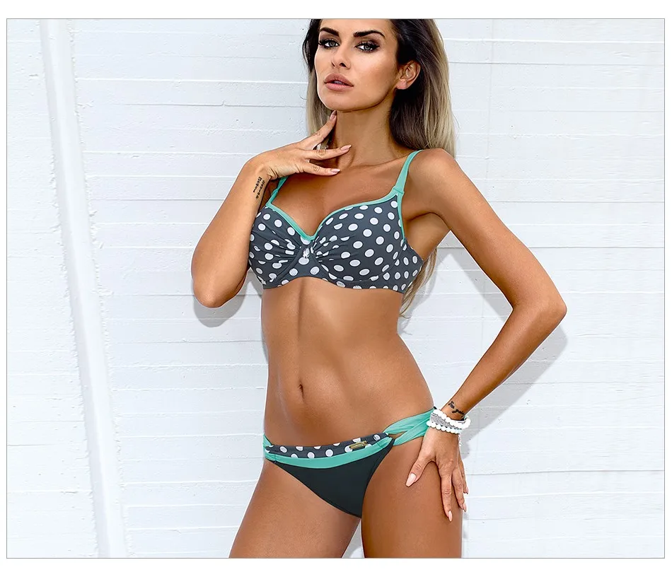 La MaxPa bikini swimwear women 2018 summer sexy bikini set push up swimsuit female two piece swimsuit women halter yellow bikini_21