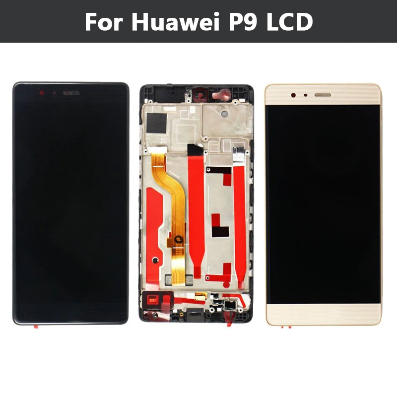 ФОТО 5.2'' OEM 1920*1080 Full LCD Display+Touch Screen Digitizer Assembly For Huawei P9 LCD With Frame Free shipping+tools 