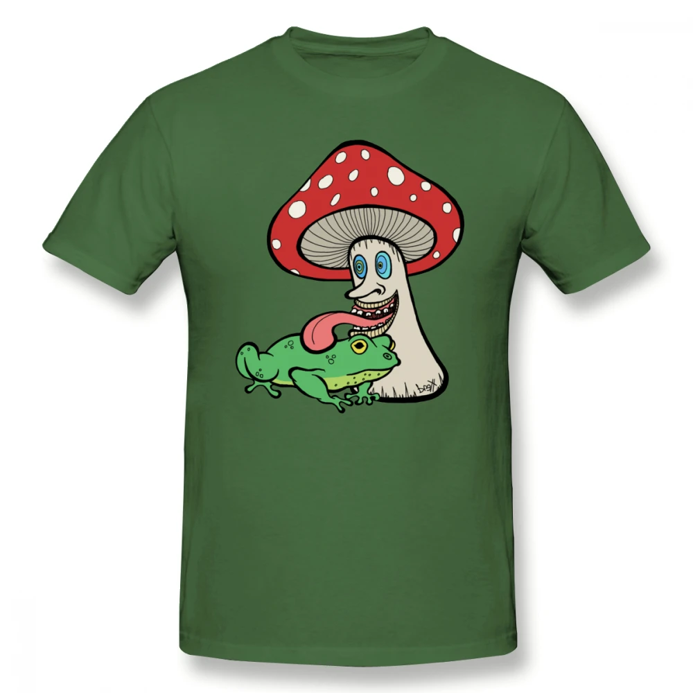 Психоделическая одежда футболка Грибная жаба Футболка мужская забавная футболка с мультяшным принтом Мужская Повседневная футболка с коротким рукавом - Цвет: Army Green