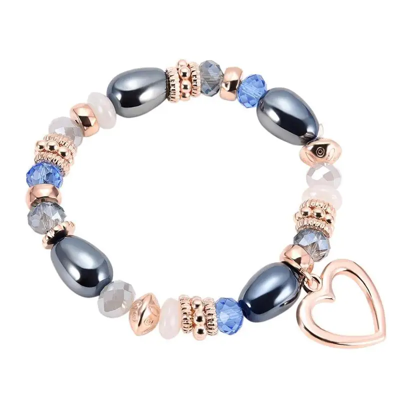

JOCESTYLE Weight Loss Magnetic Therapy Bracelet Health Care Candy Color Stone Heart/Shell Pendant Handmade Strand Bracelet