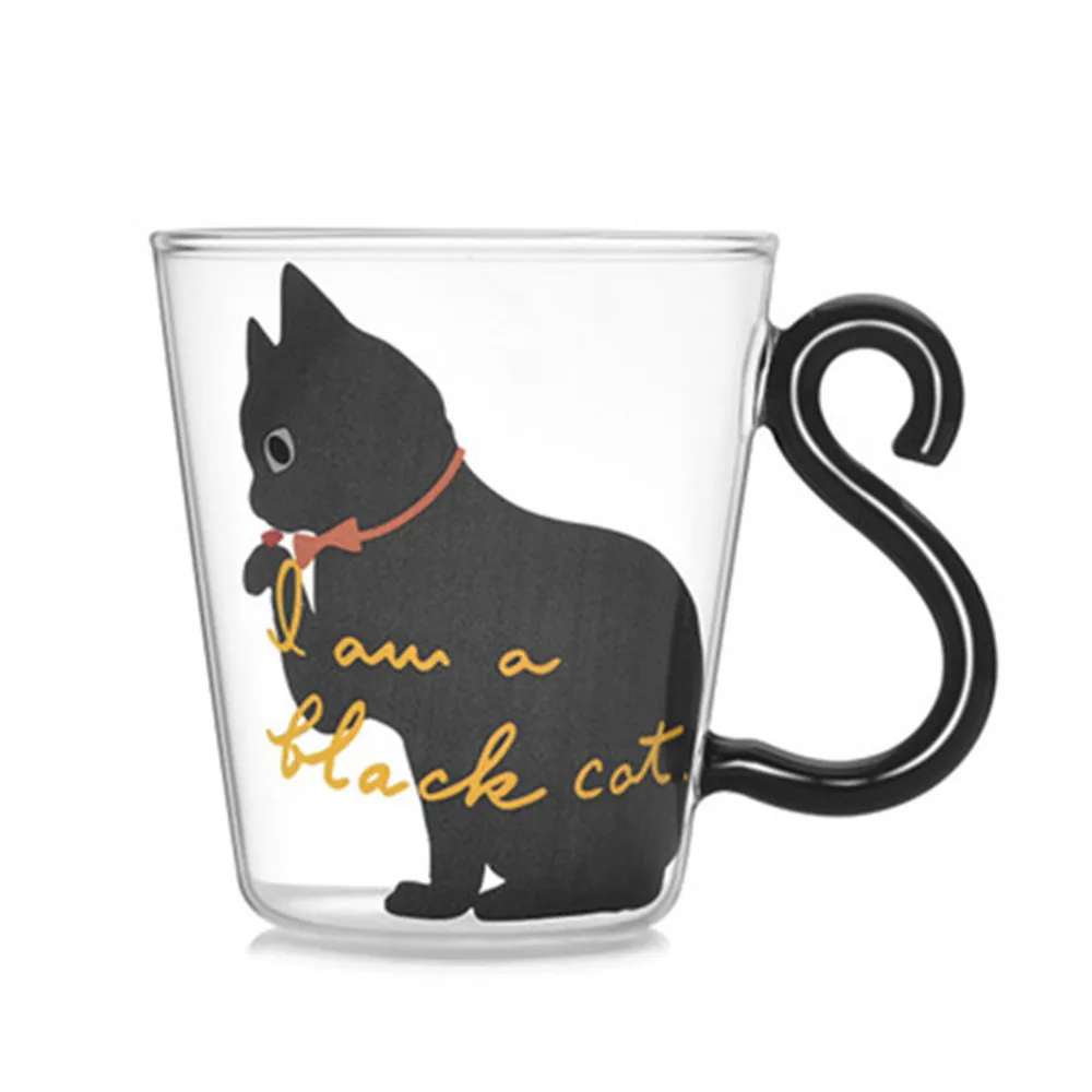 Креативная кофейная кружка с котом, чашка для чая, молока, стеклянная чашка с рисунком котенка, чашки для воды, чашка для молока, кофе, посуда для напитков для пары, на день рождения