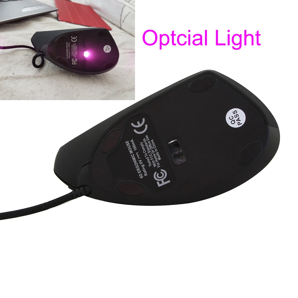 Chyi проводной 5th-Gen вертикальный Мышь эргономичный подсветкой Light 3200 Точек на дюйм USB Мощность ПК запястий защиты Мыши компьютерные с мышь Pad