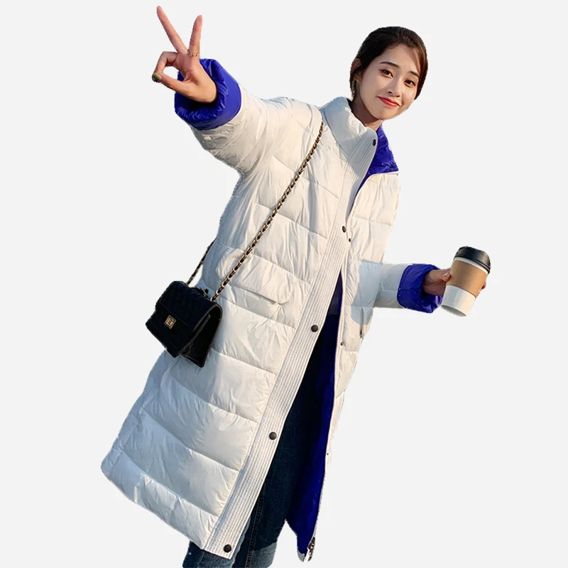 

winter jacket women parka 2018 winter warm plus thick x-long coat female large size Women's Black down jacket korean fashion