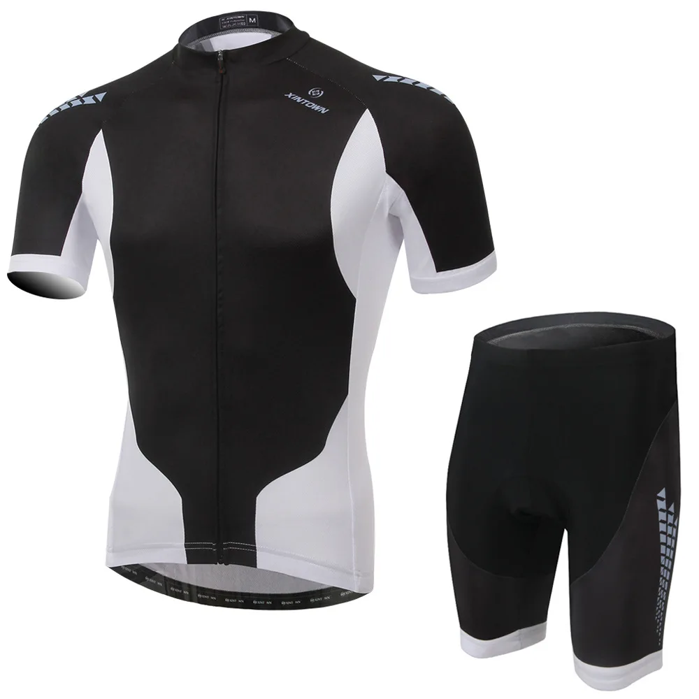 Cycling Set Black White Summer Men Short Sleeve Shirt and Shorts Bike