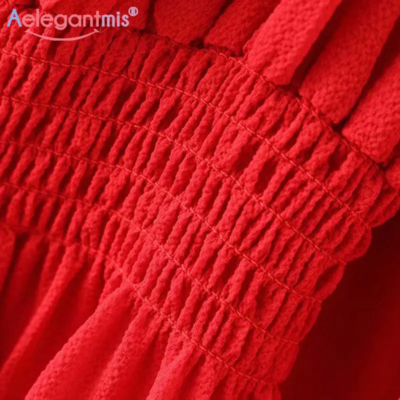Aelegantmis сексуальное элегантное платье-комбинация красное женское платье с вырезом лодочкой и бретельками Feamle Vestidos осеннее платье