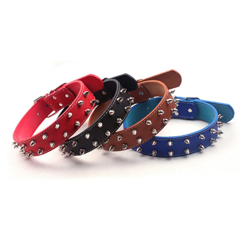 

PETFANGFANG Popular Fashion Adjustment Collar Pu Leather Rivets Round Nails Dog Pet Necklace Shoulder Strap