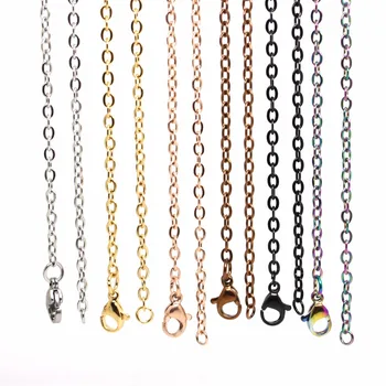 

10PCS 20'' (50cm) High Quality Silver color/Gold/Rose/Black 316L Stainless Steel O-Shaped Chain Floating Charm Locket Necklace