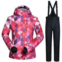 Для женщин лыжная куртка и штаны Зимняя куртка сноуборд лыжная куртка Для женщин Зимняя одежда лыжный костюм ветрозащитная Водонепроницаемый дышащая