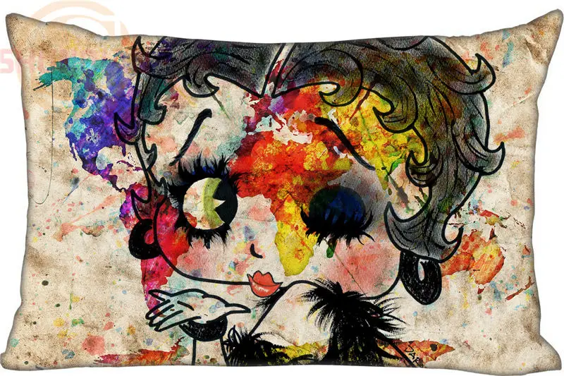 Синий Модные Классические Пользовательские молнии Прямоугольник Betty Boop Наволочки(две стороны) Высокое качество Домашний текстиль Наволочки - Цвет: Синий