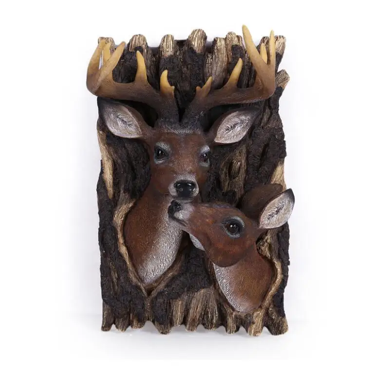 

Home accessories creative double deer head wall resin crafts animals deer head elegant decorative pendant05127