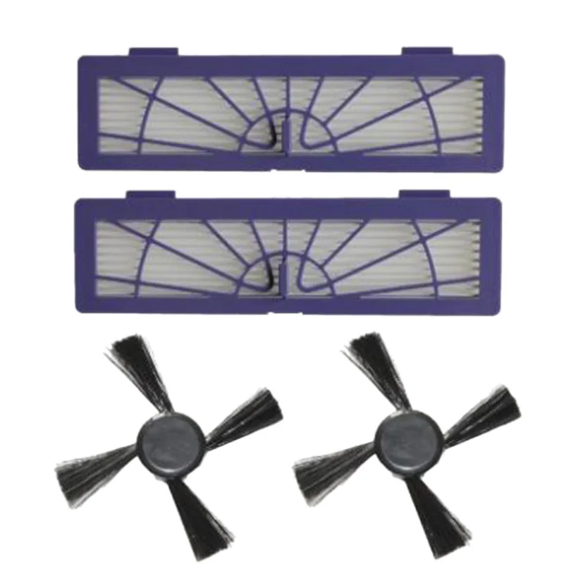 

4Pcs/Set Replacement 2xSide Brushes +2xHigh-Performance Filters For Neato 945-0123 Botvac 70 70E 80 85 D80 D85 Accessory Parts