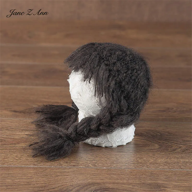 dark brown Джейн Z Ann Новорожденные девушки трубопровод парик формовочная шляпа фотография смешной мохер волос бутафория для украшения студии съемки идея - Цвет: dark brown