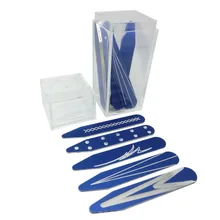 SHANH ZUN 10 Pcs Best Quality Aluminum Collar Stays Stiffeners Carved Texture Blue Black 2.5 Inch