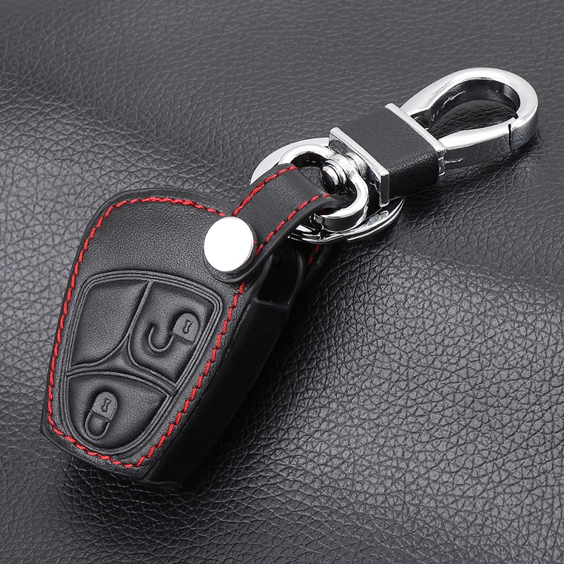 

Ring 2-button Car W169 C200E 260L GLK300 Key case Protector Cover Leather For Mercedes-Benz Replacement Useful