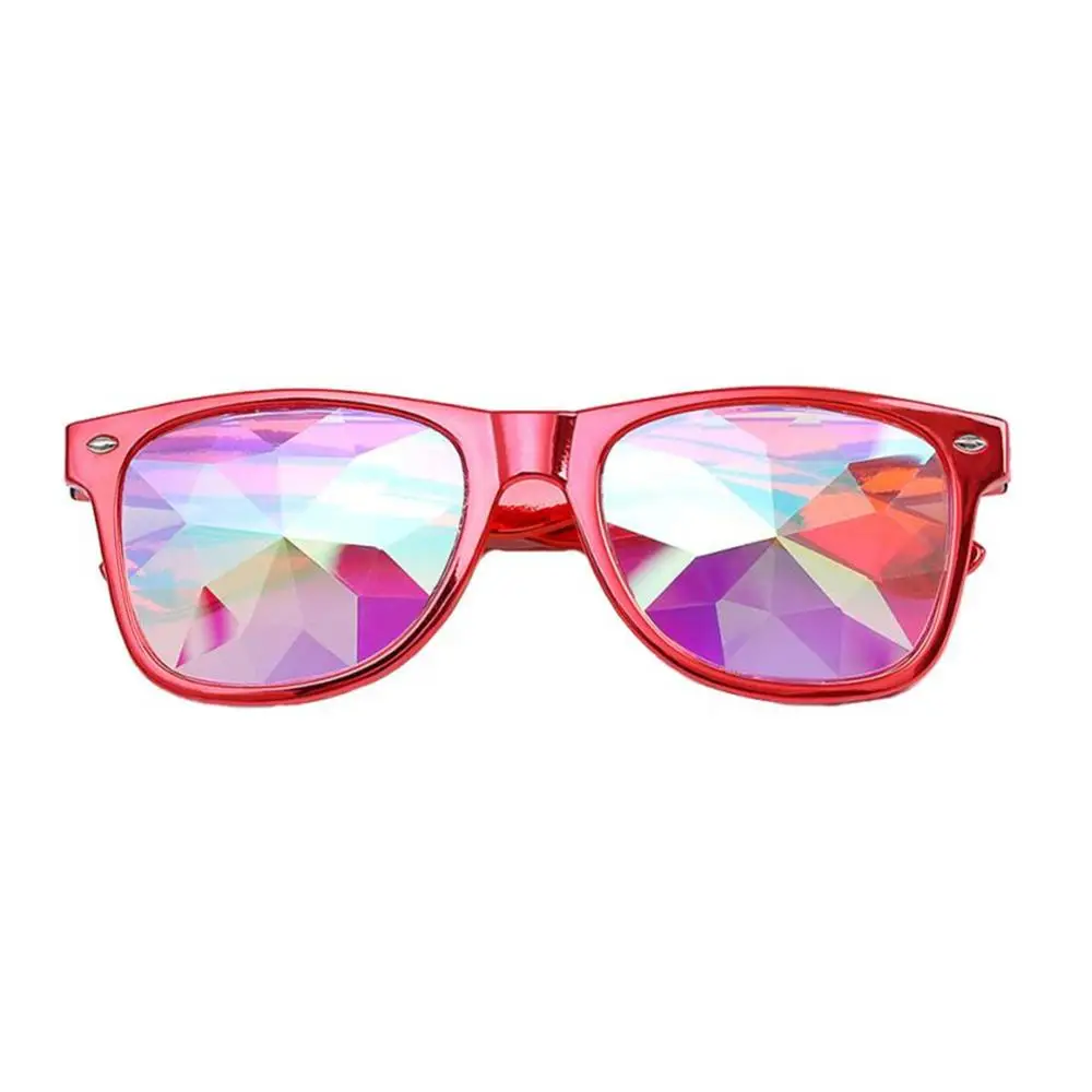 Transparent Metal Round Rainbow Man Glasses Diffraction Crystal Lens Sunglasses