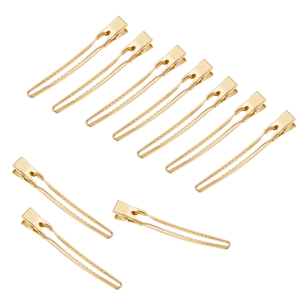 Lot 20pcs Section Hairdressing Tools Hair Salon Pin Curl Clips Clamps Aluminum- Silver/Gold