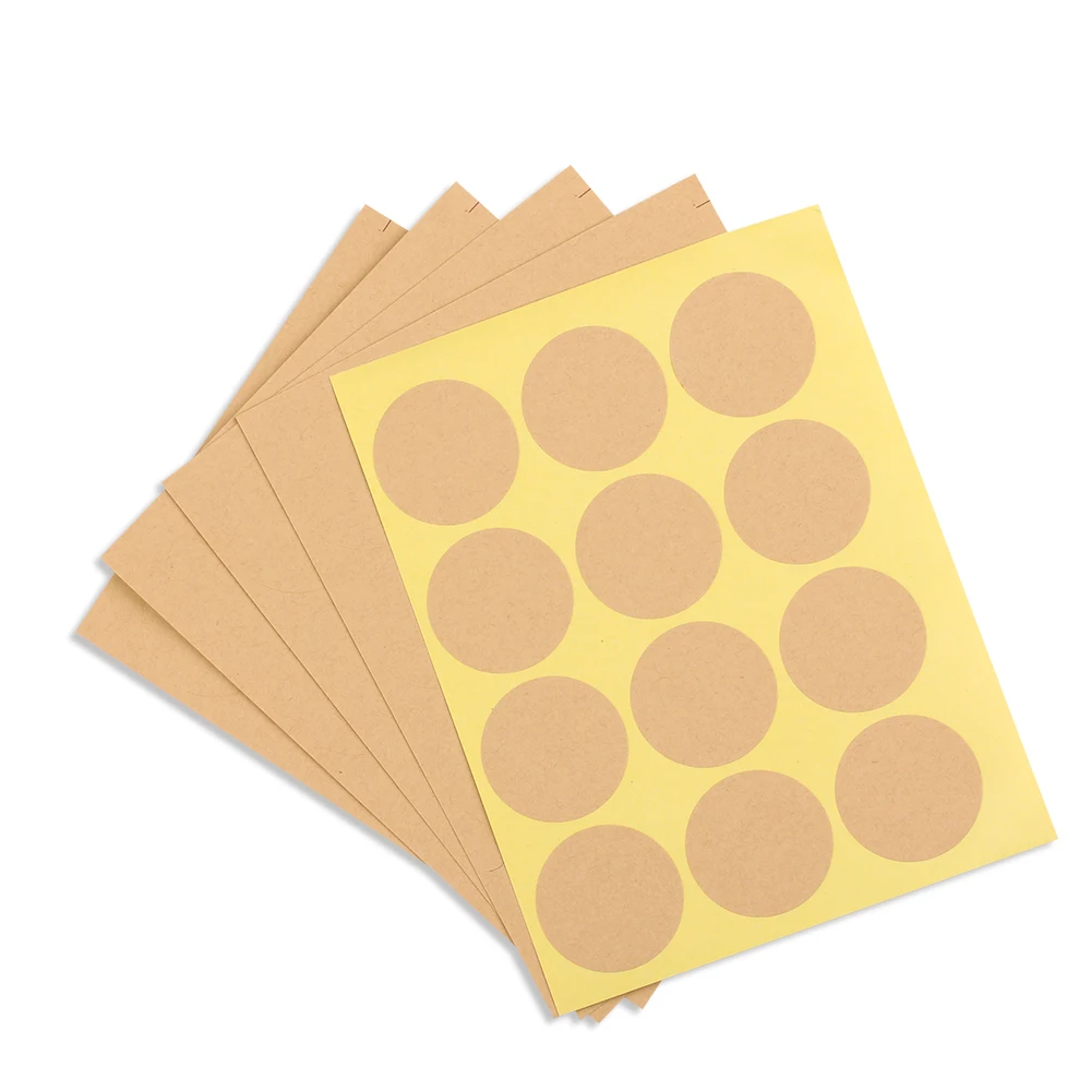 

120pcs Round Blank Kraft Seal Sticker DIY Multifunction Self-Adhesive Paper Labels for Handmade Product Stickers Labels