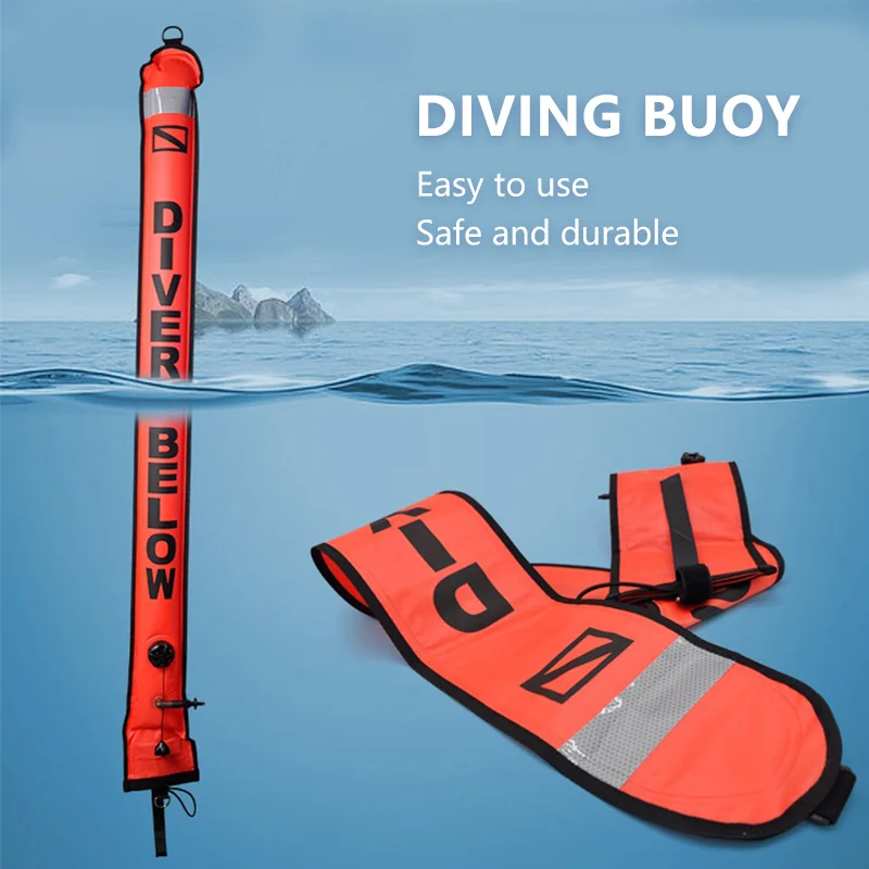 

DIVING SMB Safety 1.2-1.5-1.8m Fluorescence Colorful Visibility Inflatable Scuba Diving Surface Signal Marker Accessory Buoy