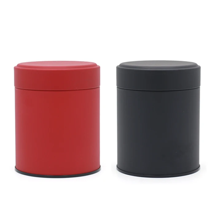 

DIA84x105mm Mat Black Red Beige Round Tea Tin Box Coffee Storage Metal Box Candy Cans 48pcs/lot