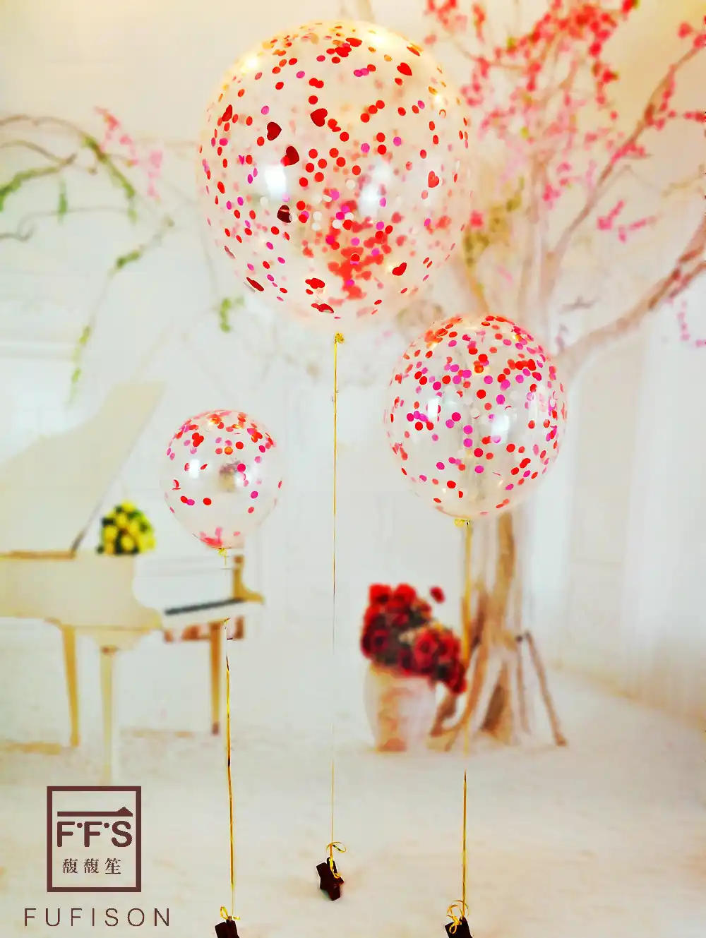 Ffs Fufison Party Wedding Decoration Red Confetti Balloon Happy